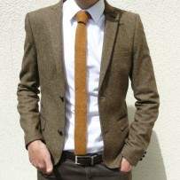 Tie in Golden Mustard Brown Lambswool