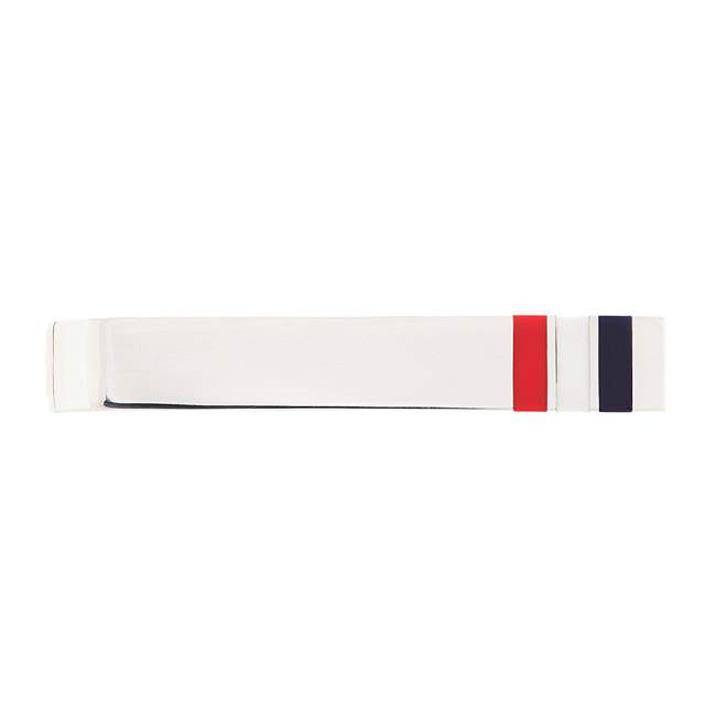 Silver Signature Striped Tie Bar THOM BROWNE